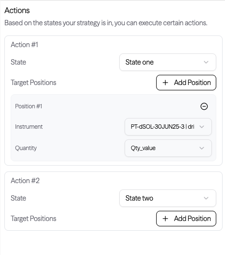 The actions pane using a target position value produced by the graph.
