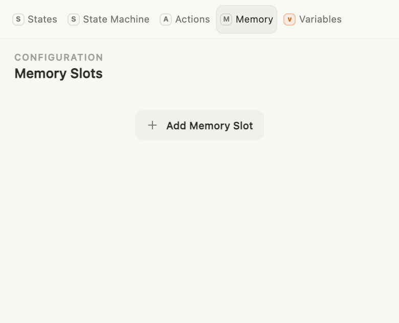 Adding a memory slot in the strategy revision editor.
