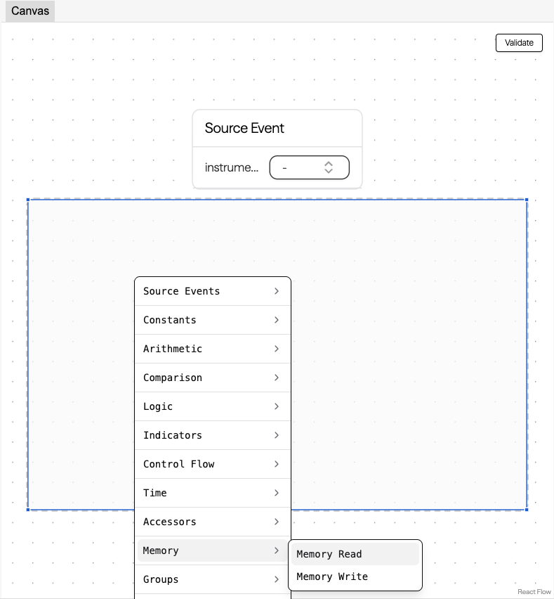 Placing memory slot nodes into the graph for a strategy revision.